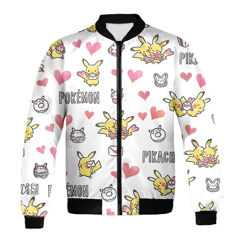 Pokemon Bomber Jacket Pokemon Pikachu Donut Valentine Bomber White Unisex Jacket Jacket