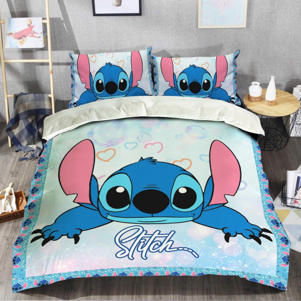 Cozy Stitch Cartoon Bedding Set – Soft Twin/Full/Queen Duvet Cover &amp; Pillowcases For Kids Room