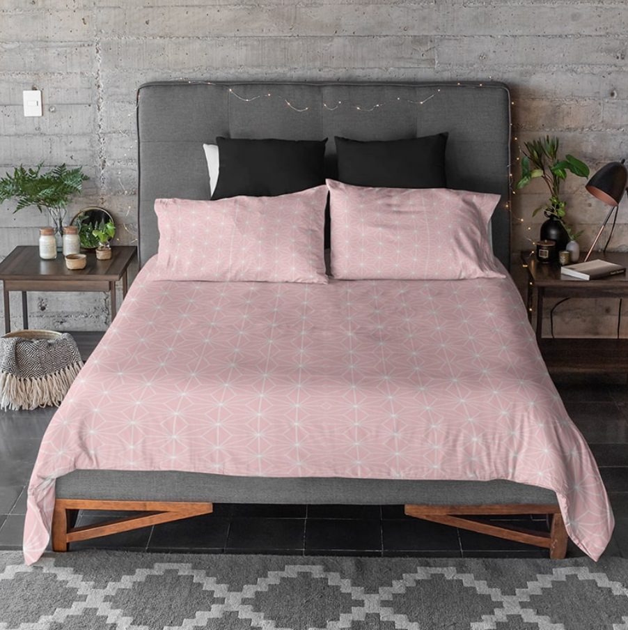 Nezuko Haori Pattern Stars Glow Dream Knit Demon Slayer Kimetsu No Yaiba Bedding Set Duvet Cover And 2 Pillowcases