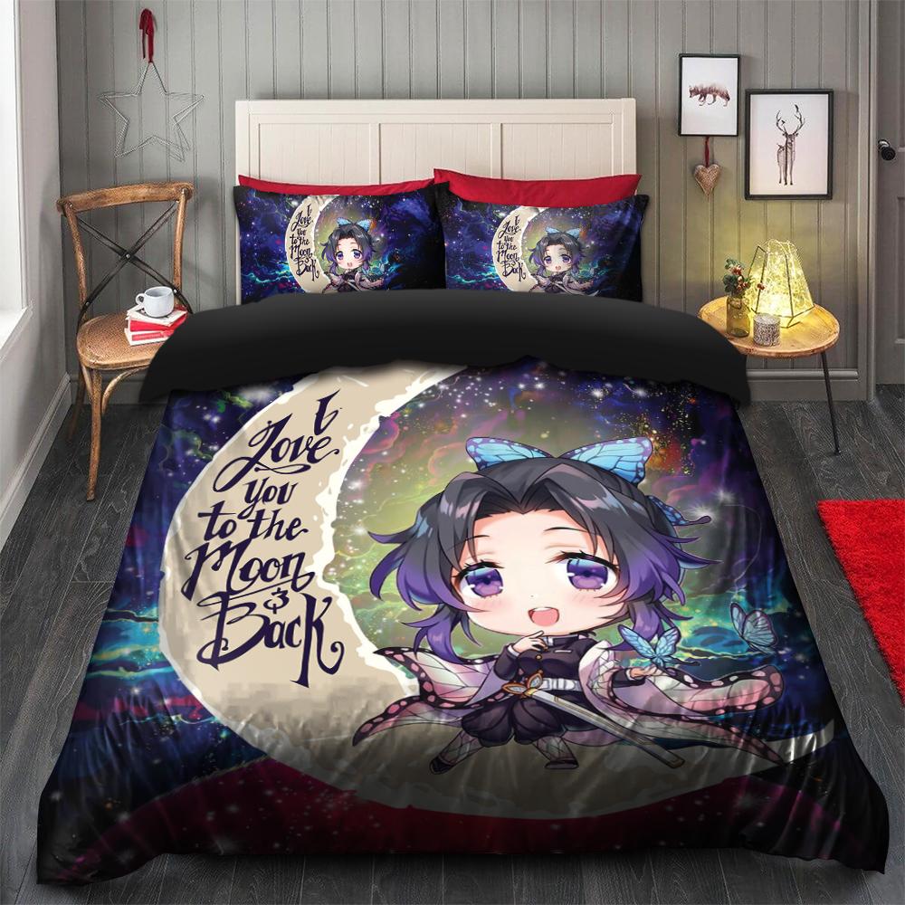 Shinobu Demon Slayer Love You To The Moon Bedding Set Duvet Cover And 2 Pillowcases