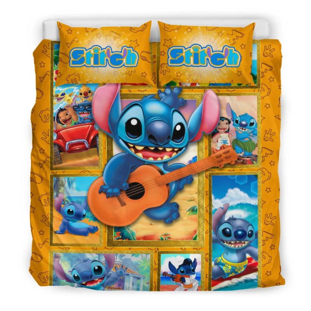 Stitch Cartoon Kids Bedding Set - Cozy Comforter &amp; Pillowcases For Dreamy Nights