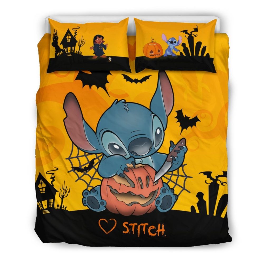 Stitch Halloween Bedding Set - Cozy Pumpkin Design For Kids &amp; Fans