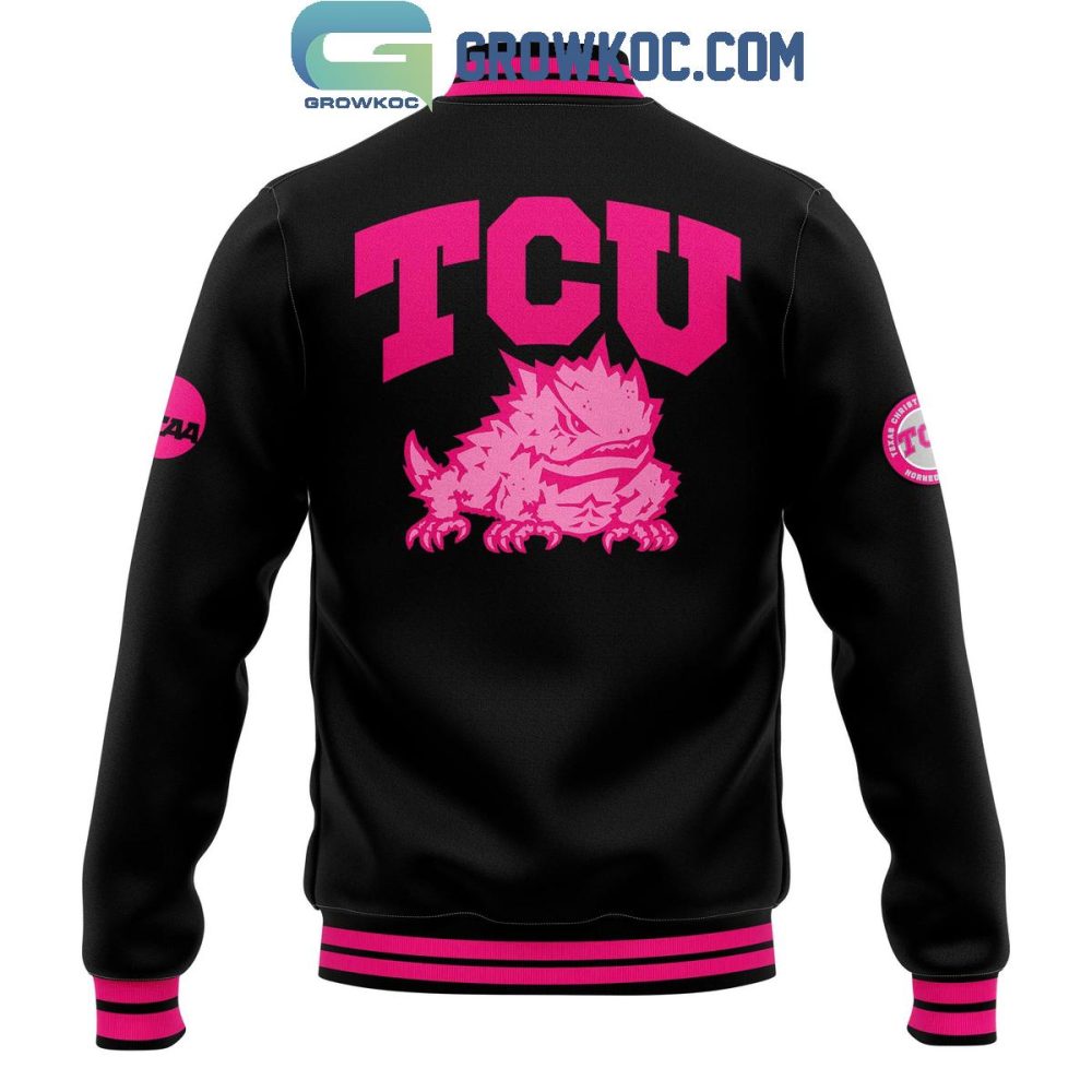 Support Breast Cancer Awareness: Tcu Pink Ribbon Varsity Jacket - Limited Edition
