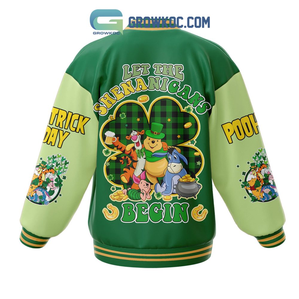 St. Patrick'S Day Green Varsity Jacket - Fun Cartoon Design, Clover Luck, Perfect For Festive Celebrations