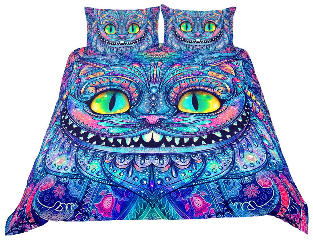 Alice In Wonderland Cheshire Cat Bedding Set Duvet Cover And 2 Pillowcases
