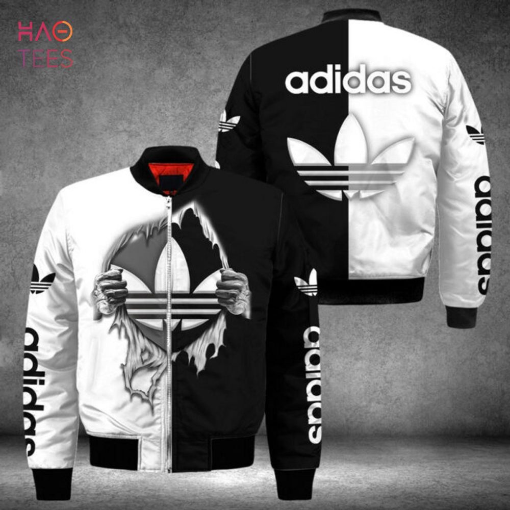 Stylish Black &amp; White Adidas Bomber Jacket – Unique Design, Perfect For Casual Wear