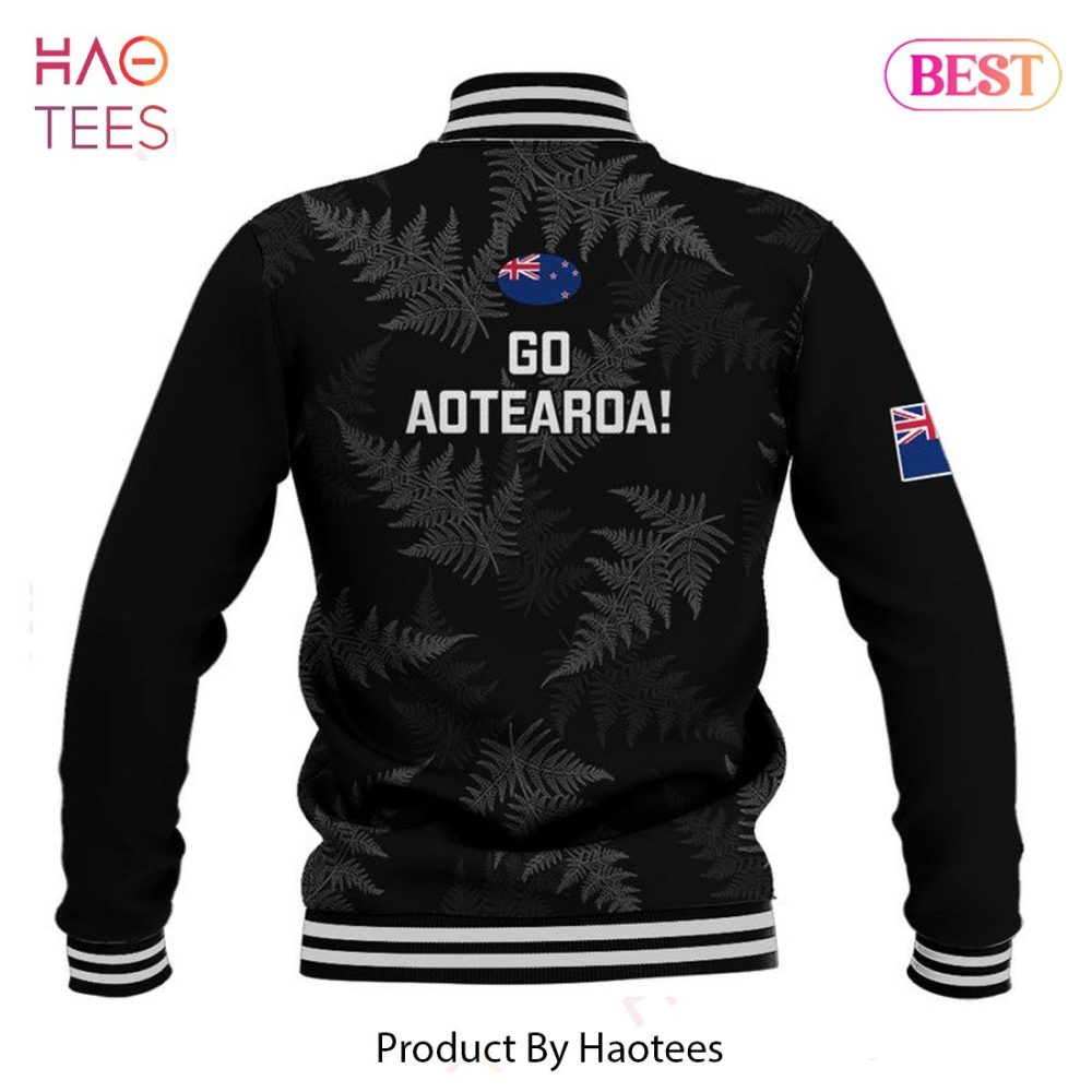 New Zealand Rugby World Cup 2023 Jacket - Premium Black Varsity Style With Fern Design