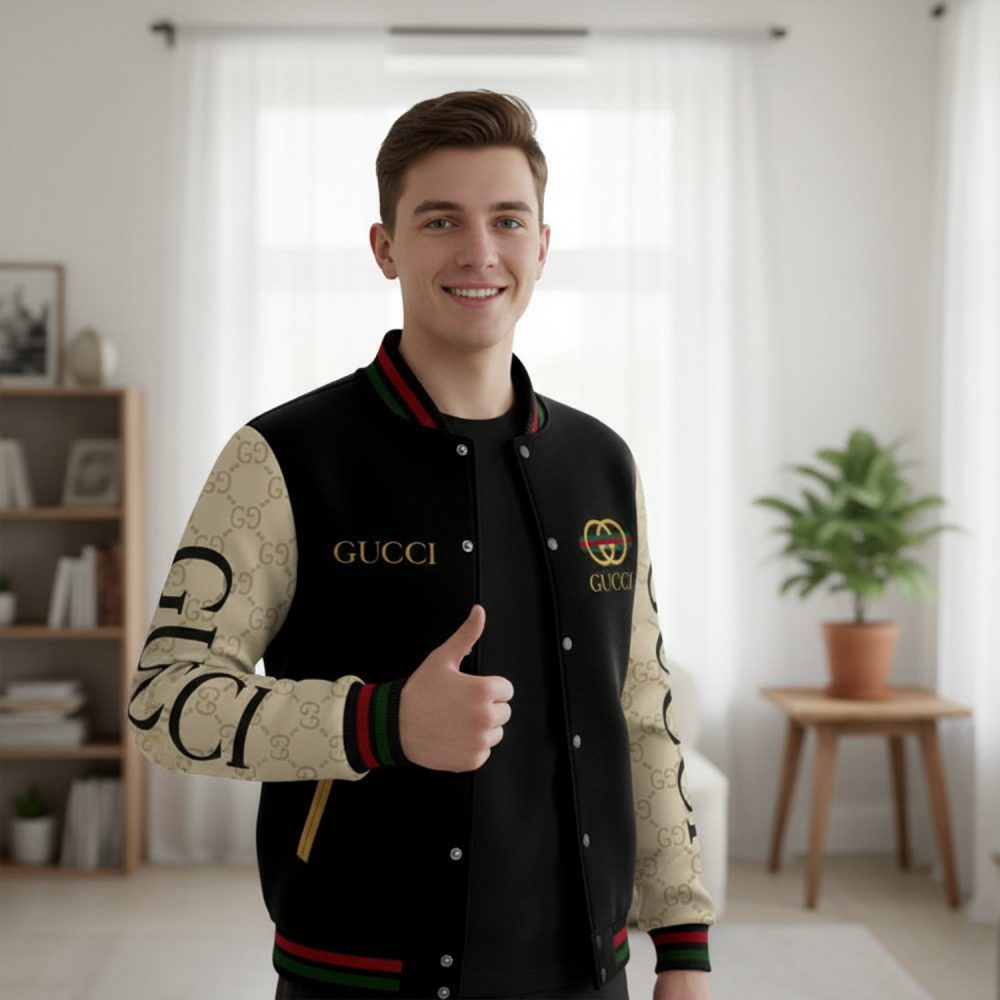 Gucci Mix Black Fashion Varsity Jacket Limited Edition