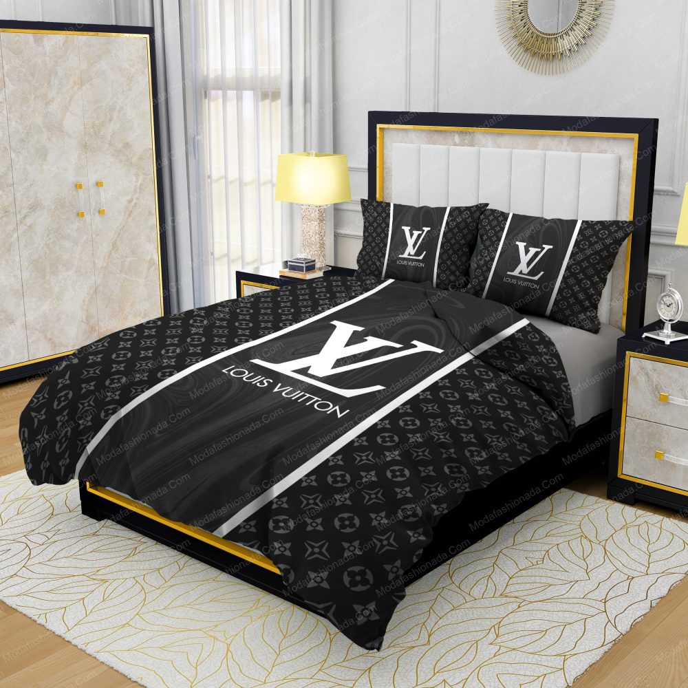 Black Veinstone Louis Vuitton Bedding Sets