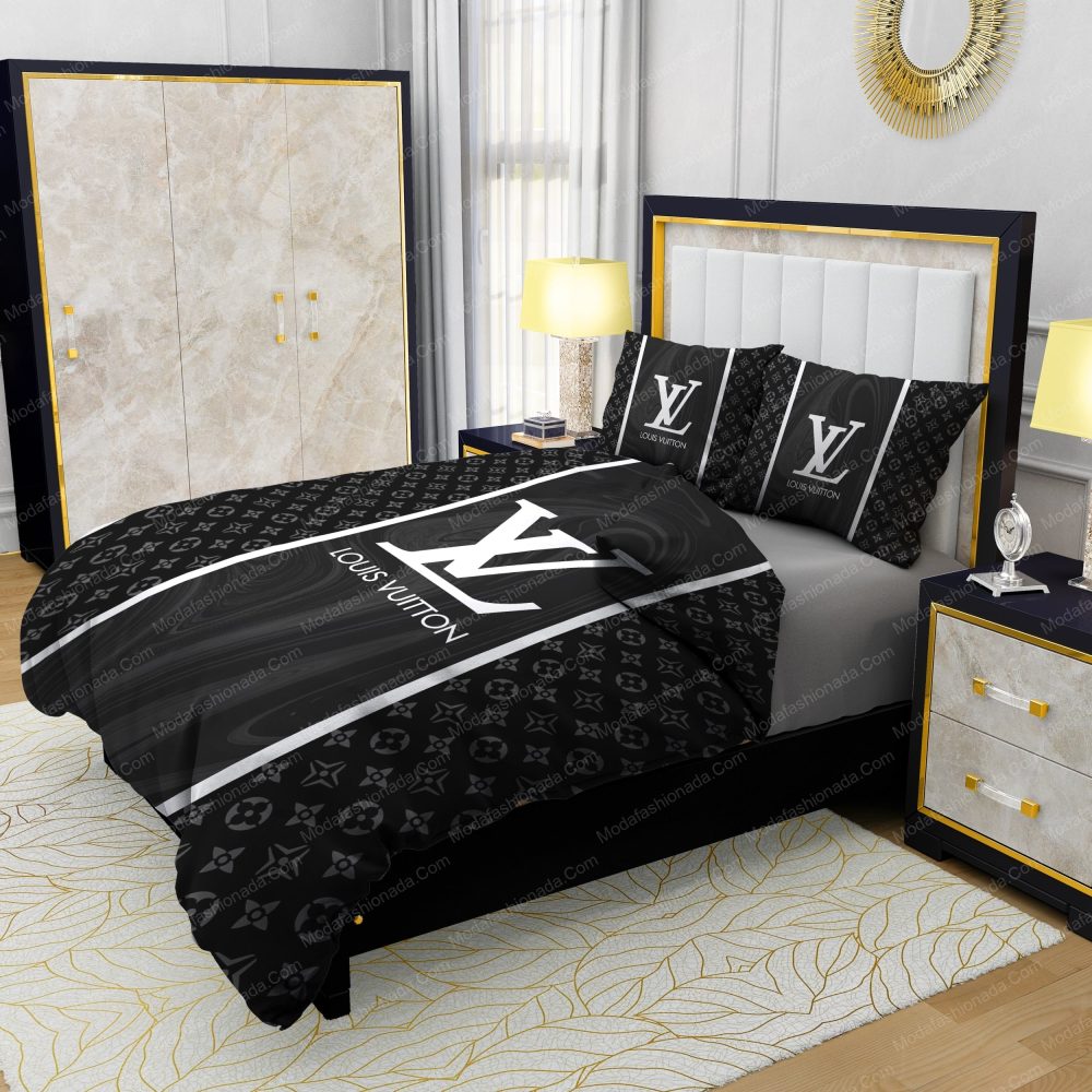 Black Veinstone Louis Vuitton Bedding Sets