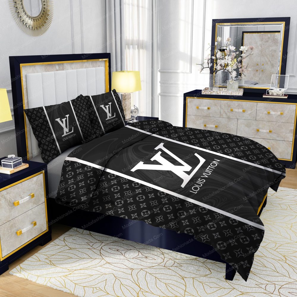 Black Veinstone Louis Vuitton Bedding Sets