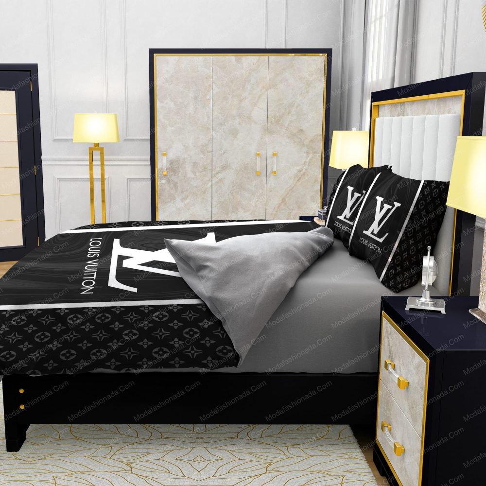 Black Veinstone Louis Vuitton Bedding Sets