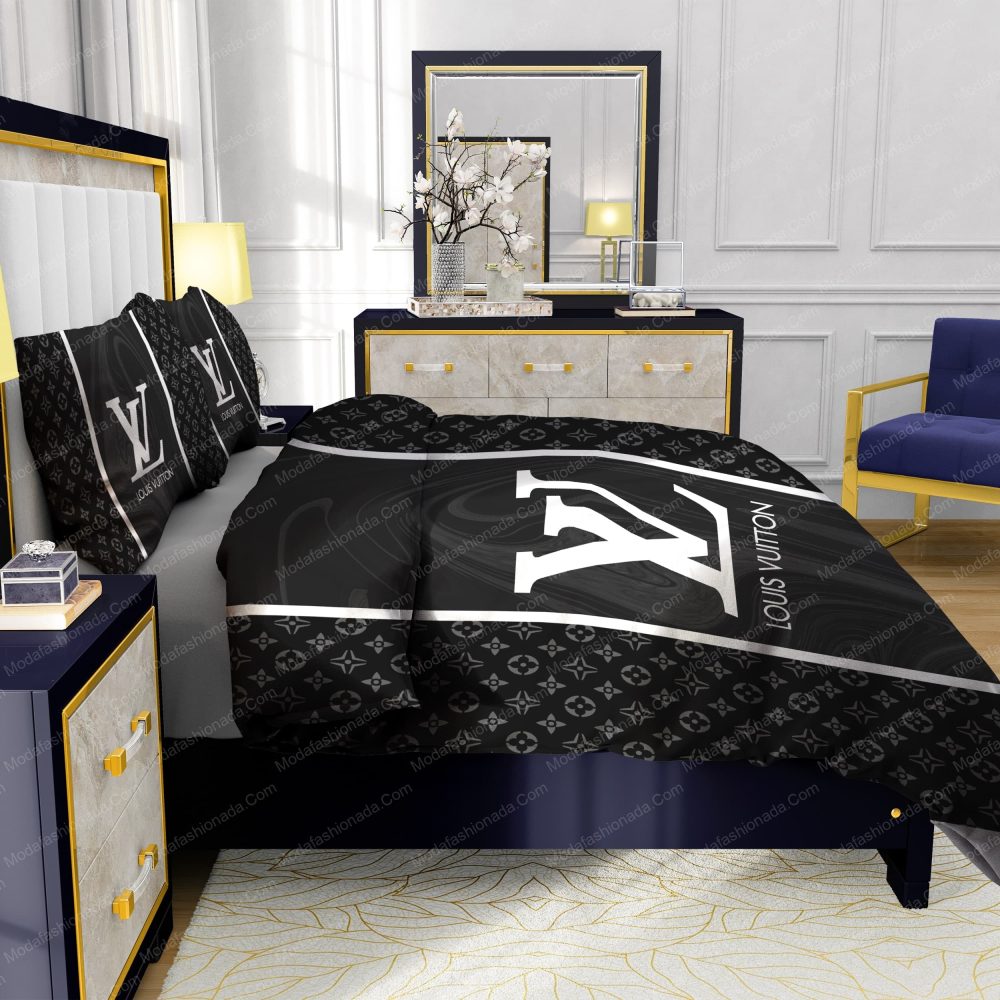 Black Veinstone Louis Vuitton Bedding Sets
