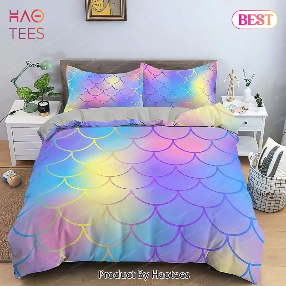 Fish Scales Mermaid Gradient Colors Toddler Bedding Sets Bed Sets, Bedroom Sets