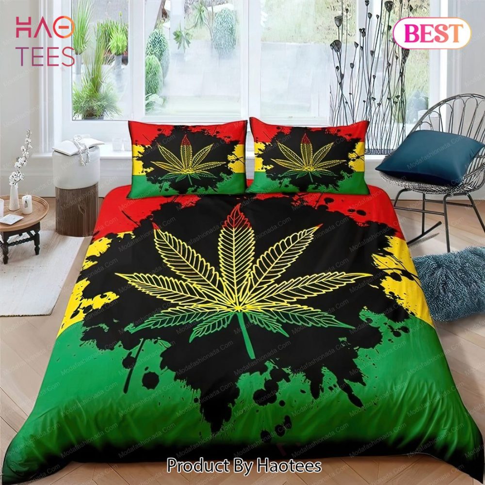 Marijuana Leaf Colorful Tie Dye Bedding Sets Bed Sets, Bedroom Sets