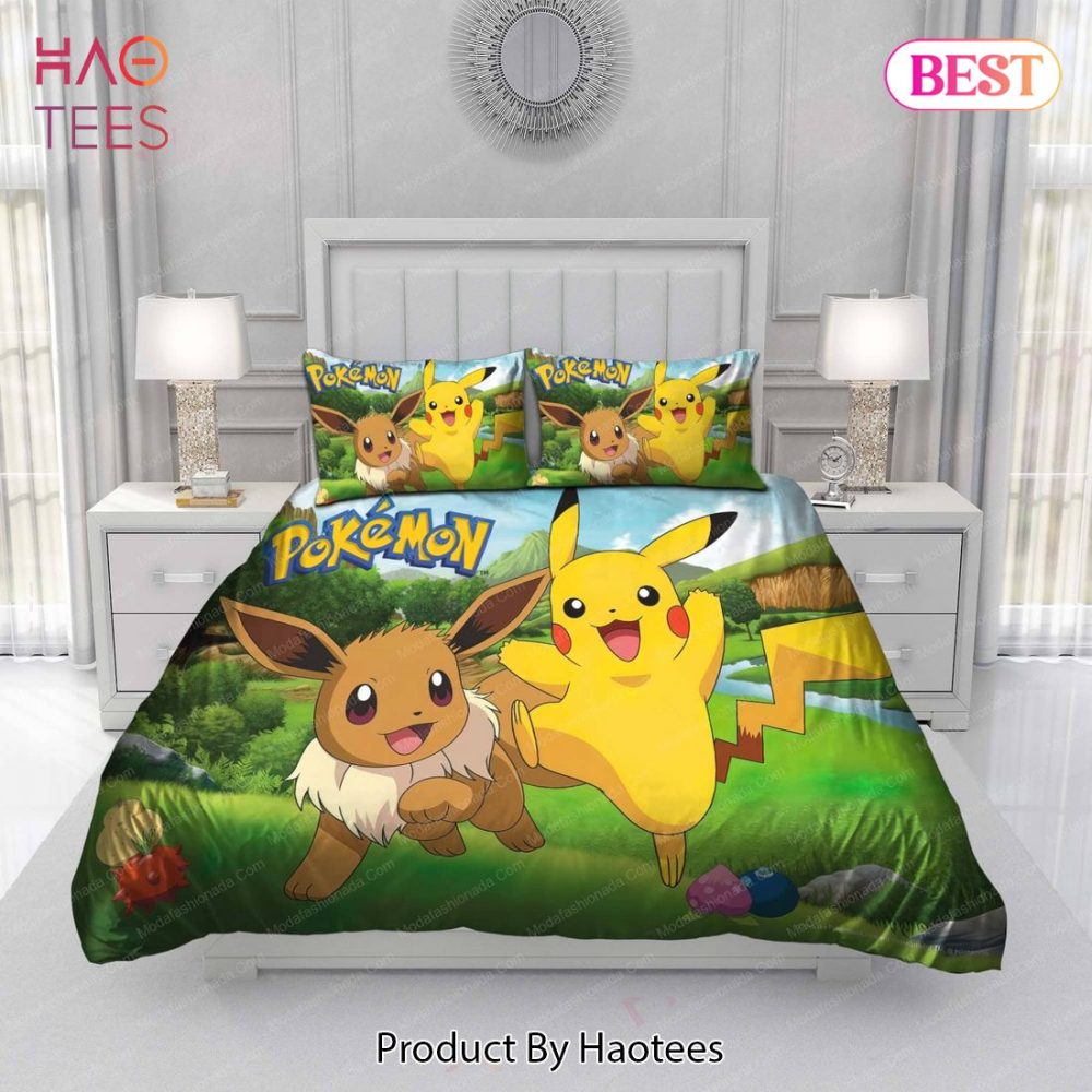 Pikachu And Eevee Spring Bedding Sets Bed Sets, Bedroom Sets