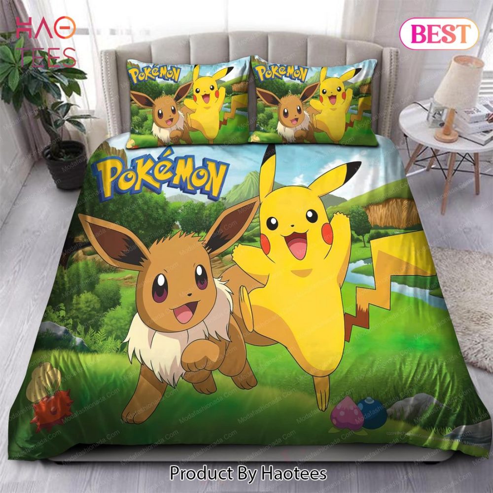 Pikachu And Eevee Spring Bedding Sets Bed Sets, Bedroom Sets