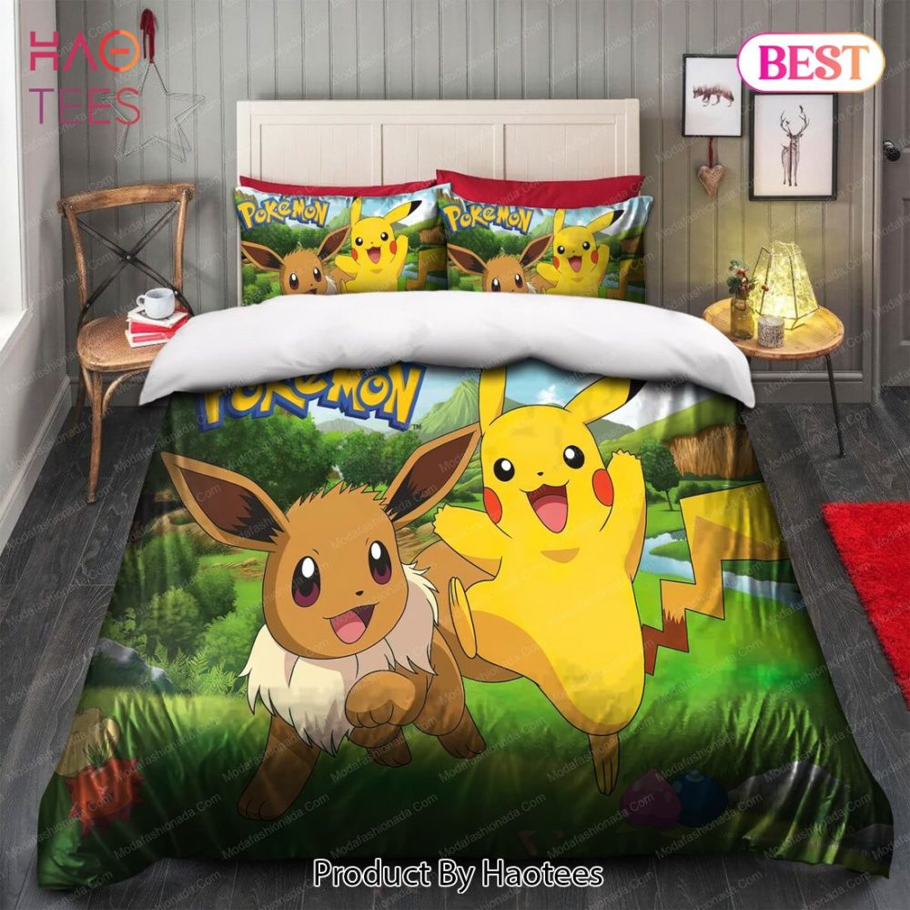 Pikachu And Eevee Spring Bedding Sets Bed Sets, Bedroom Sets