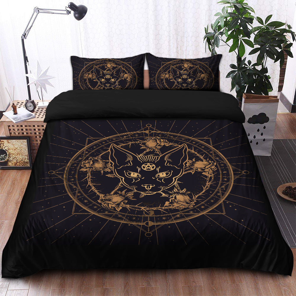 Cat Roses Bedding Set Duvet Cover And 2 Pillowcases