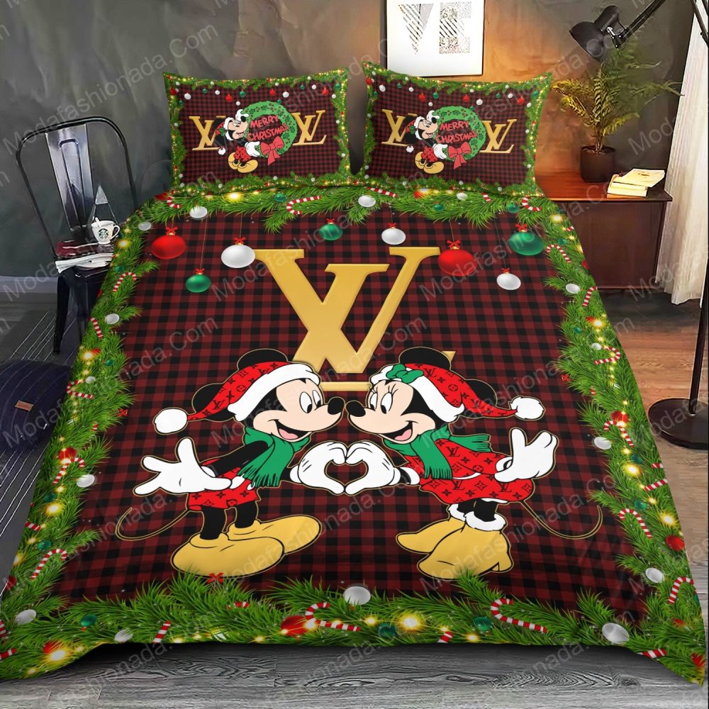 Christmas Mickey And Minnie Lv Bedding Sets
