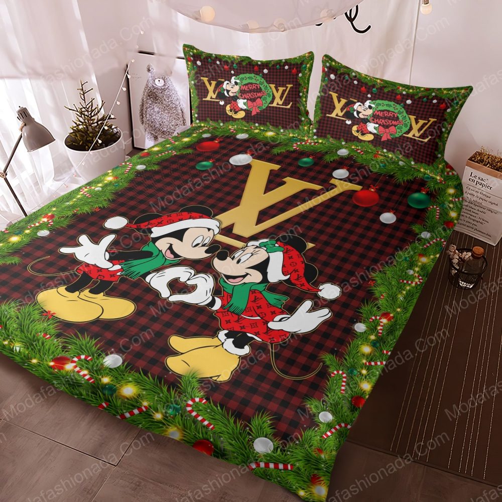 Christmas Mickey And Minnie Lv Bedding Sets