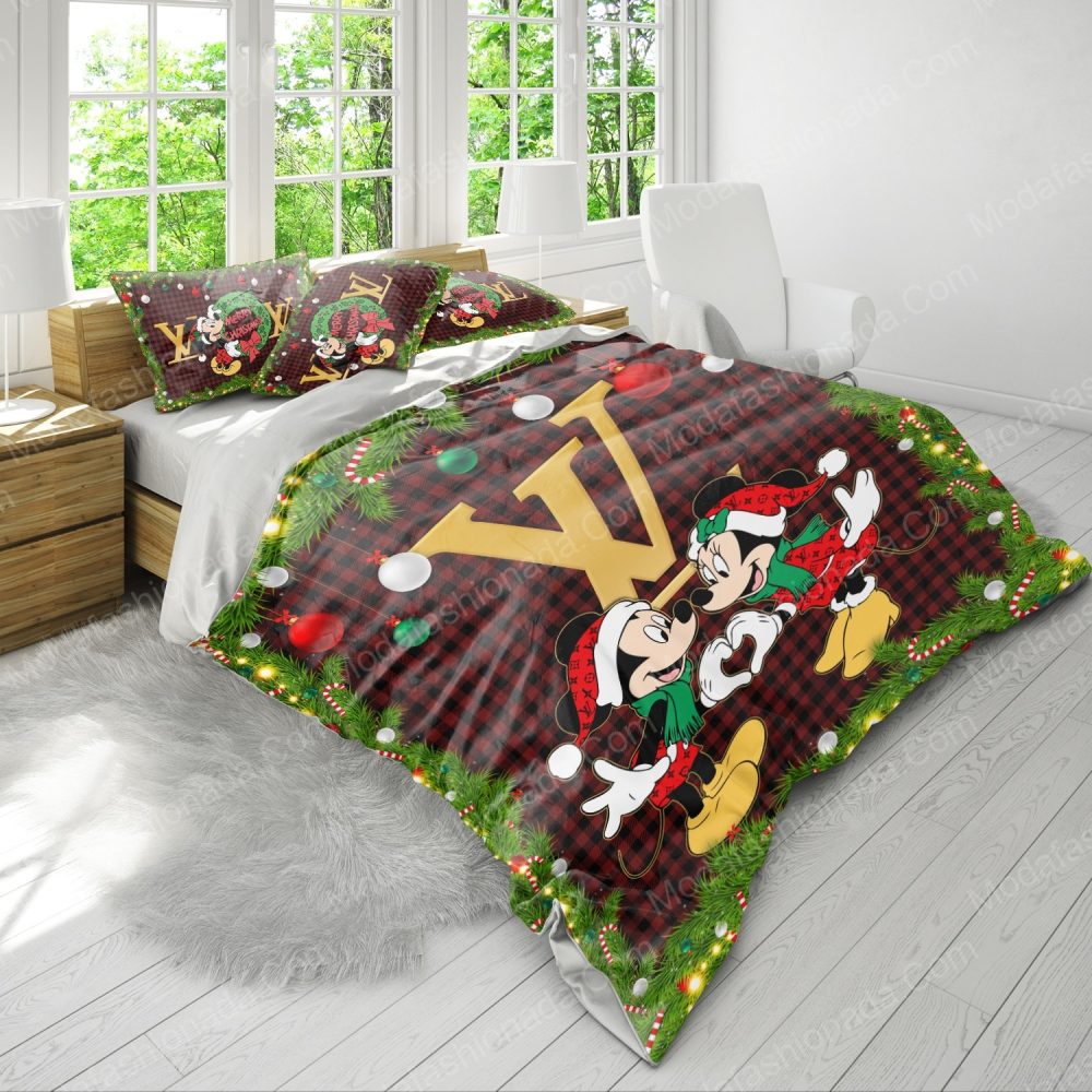 Christmas Mickey And Minnie Lv Bedding Sets