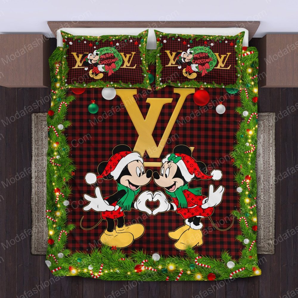 Christmas Mickey And Minnie Lv Bedding Sets