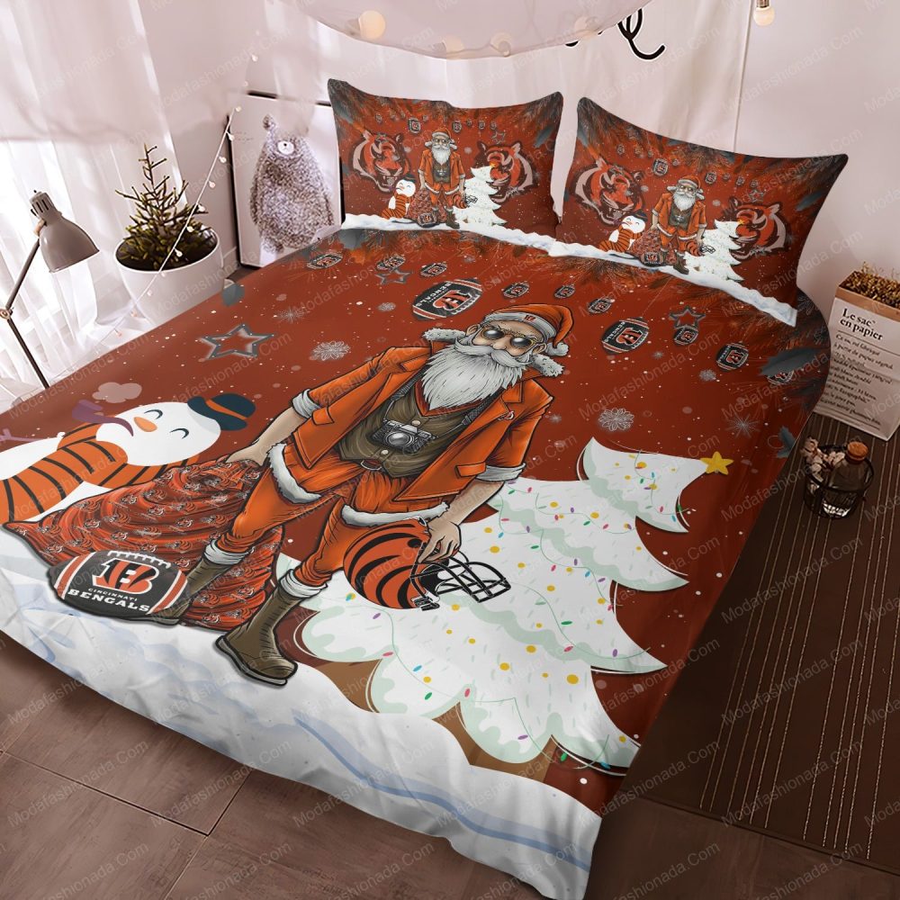 Festive Santa &amp; Snowman Christmas Bedding Set - Cozy Holiday Comforter For Fans
