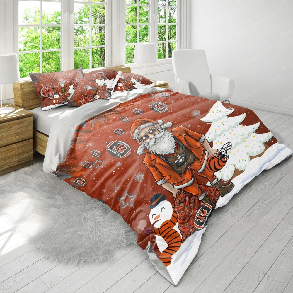 Festive Santa &amp; Snowman Christmas Bedding Set - Cozy Holiday Comforter For Fans