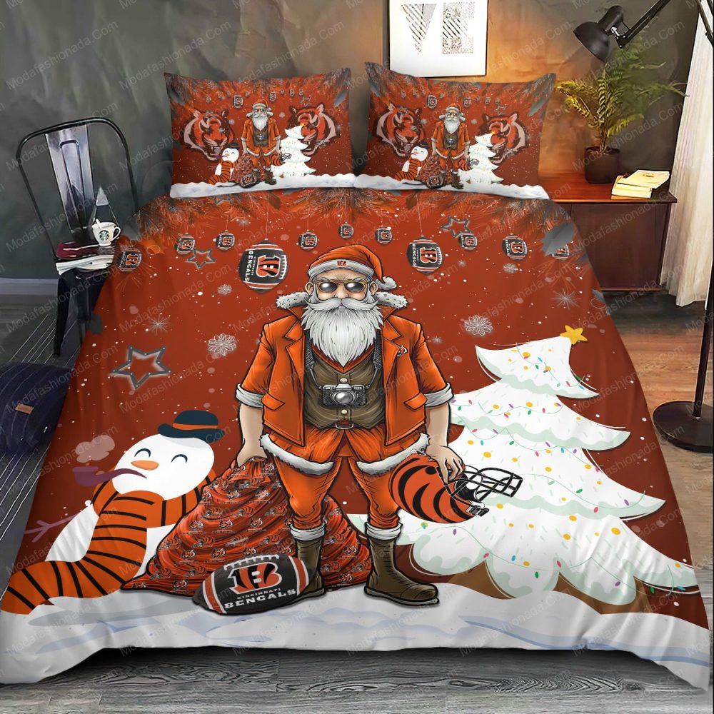 Festive Santa &amp; Snowman Christmas Bedding Set - Cozy Holiday Comforter For Fans