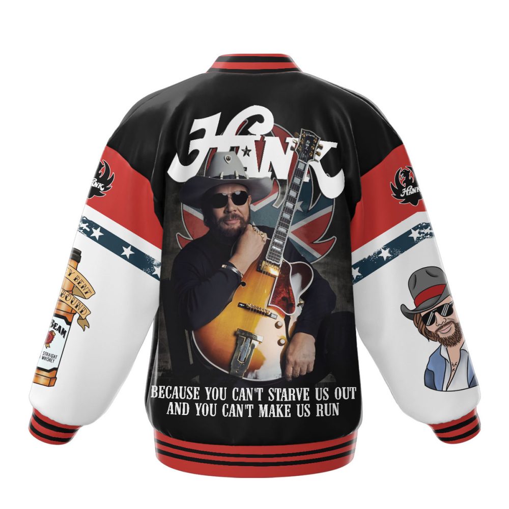 Vintage Style Hank Williams Jr. Graphic Varsity Jacket - Bold Design, Limited Edition
