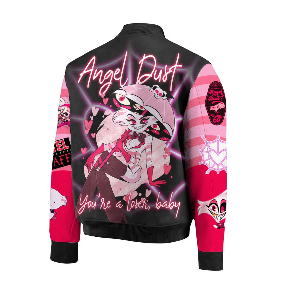 Stylish Angel Dust Bomber Jacket - Vibrant Anime Design For Fans , Unisex Fashion Apparel