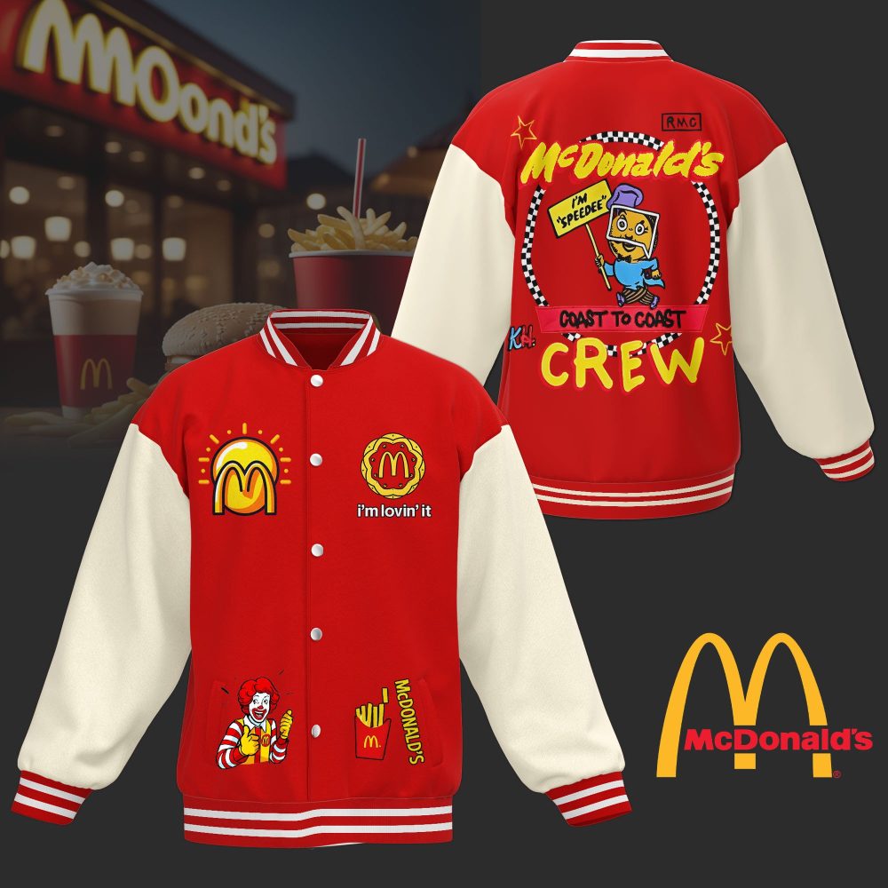 Vintage Mcdonald'S Crew Varsity Jacket - Retro Style, Iconic Red &amp; White Design