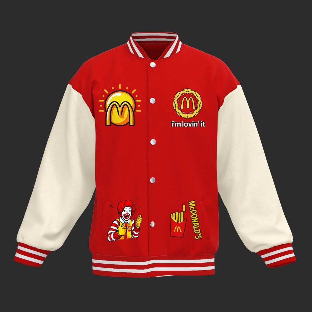 Vintage Mcdonald'S Crew Varsity Jacket - Retro Style, Iconic Red &amp; White Design