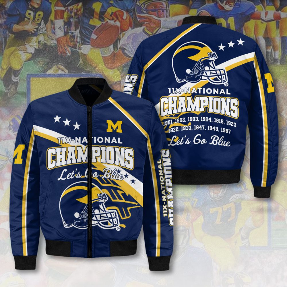 Michigan Champions Bomber Jacket - 11X National Titles - Let'S Go Blue!
