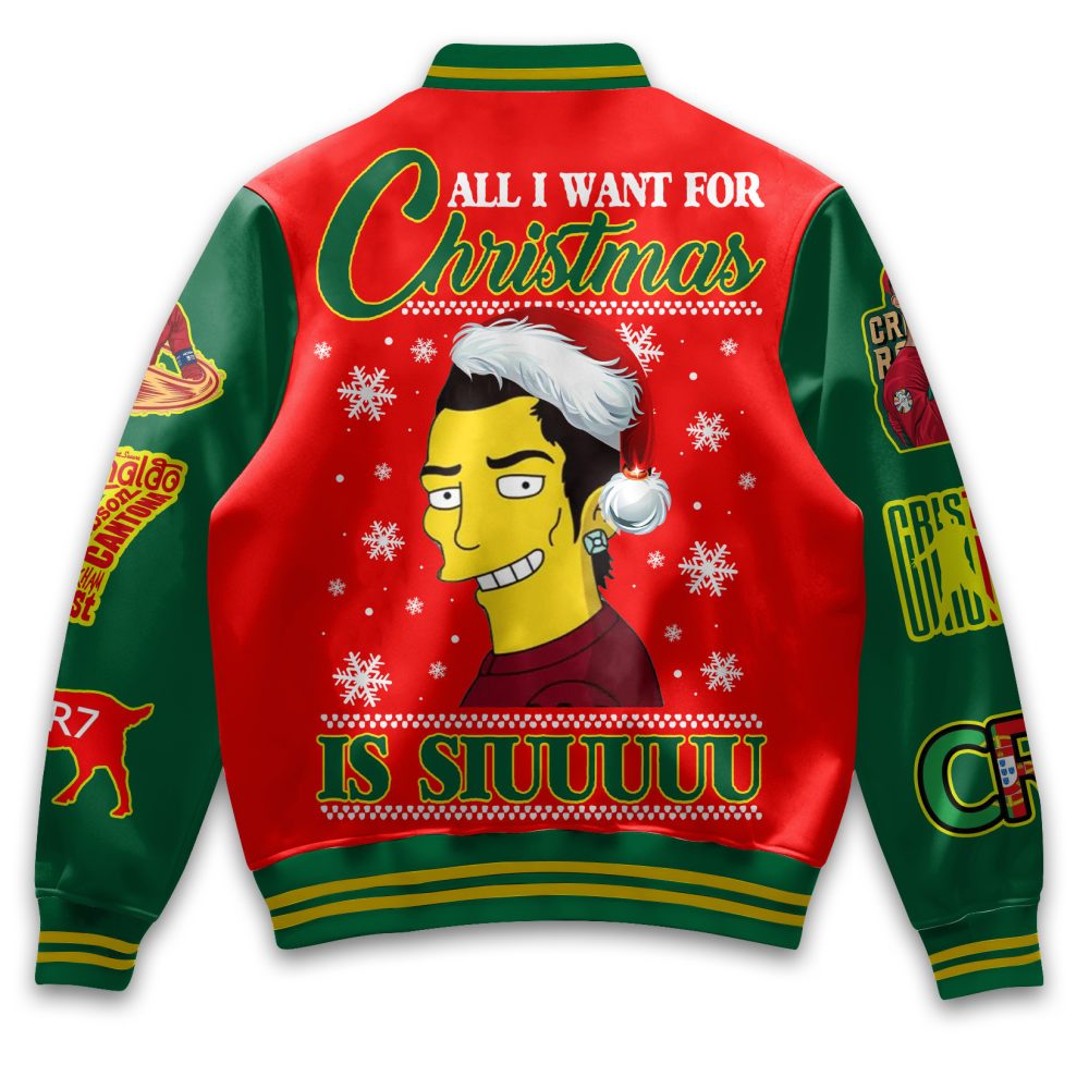 Festive Christmas Varsity Jacket - Fun Graphic Holiday Wear For Soccer Fans
