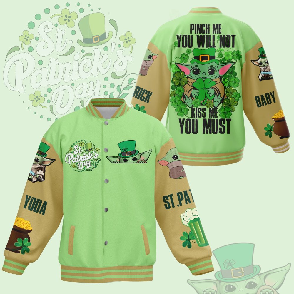 Star Wars Baby Yoda St. Patrick???S Day New Bomber Baseball Jacket For Fan