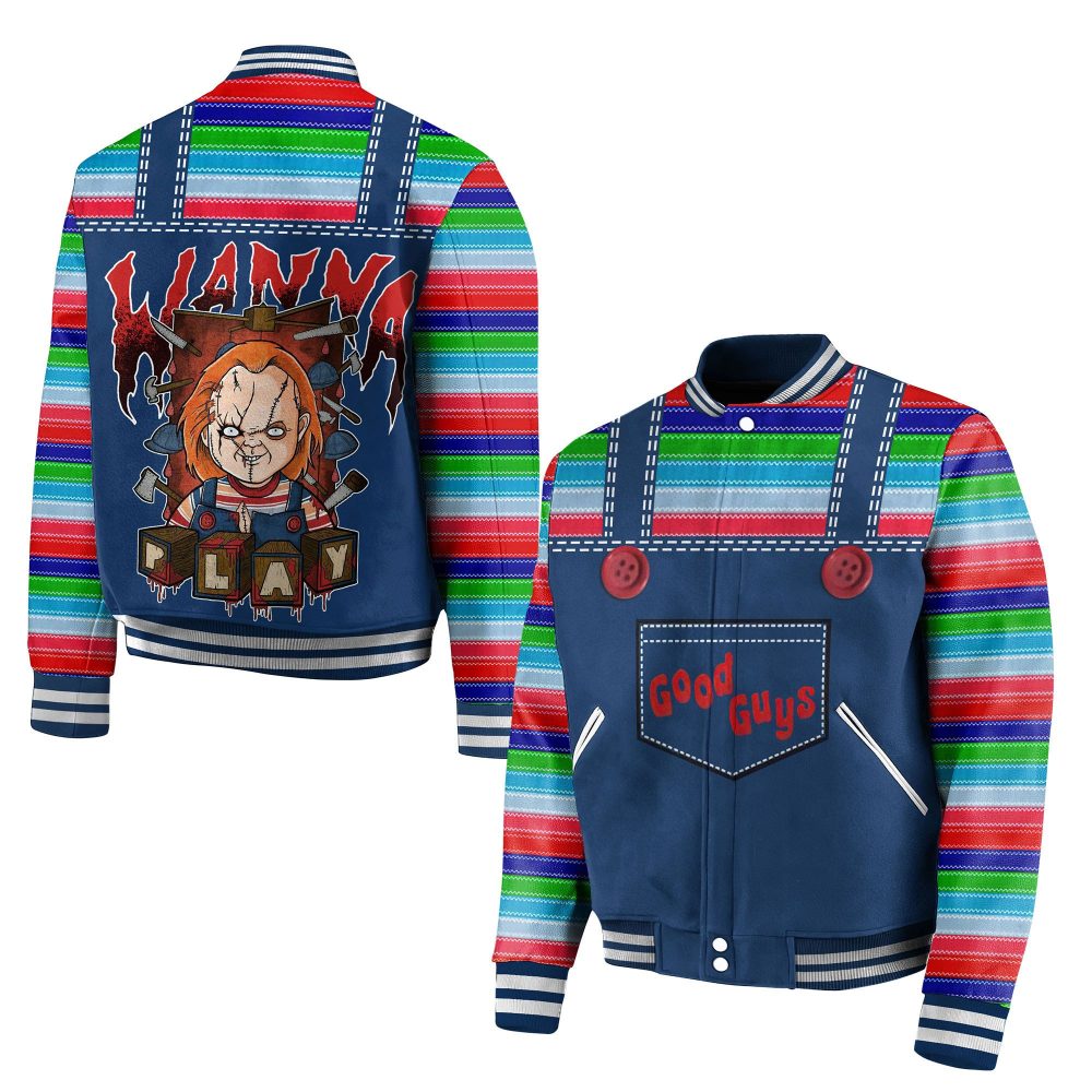 Chucky 'Wanna Play' Retro Varsity Jacket - Good Guys Horror Fan Apparel
