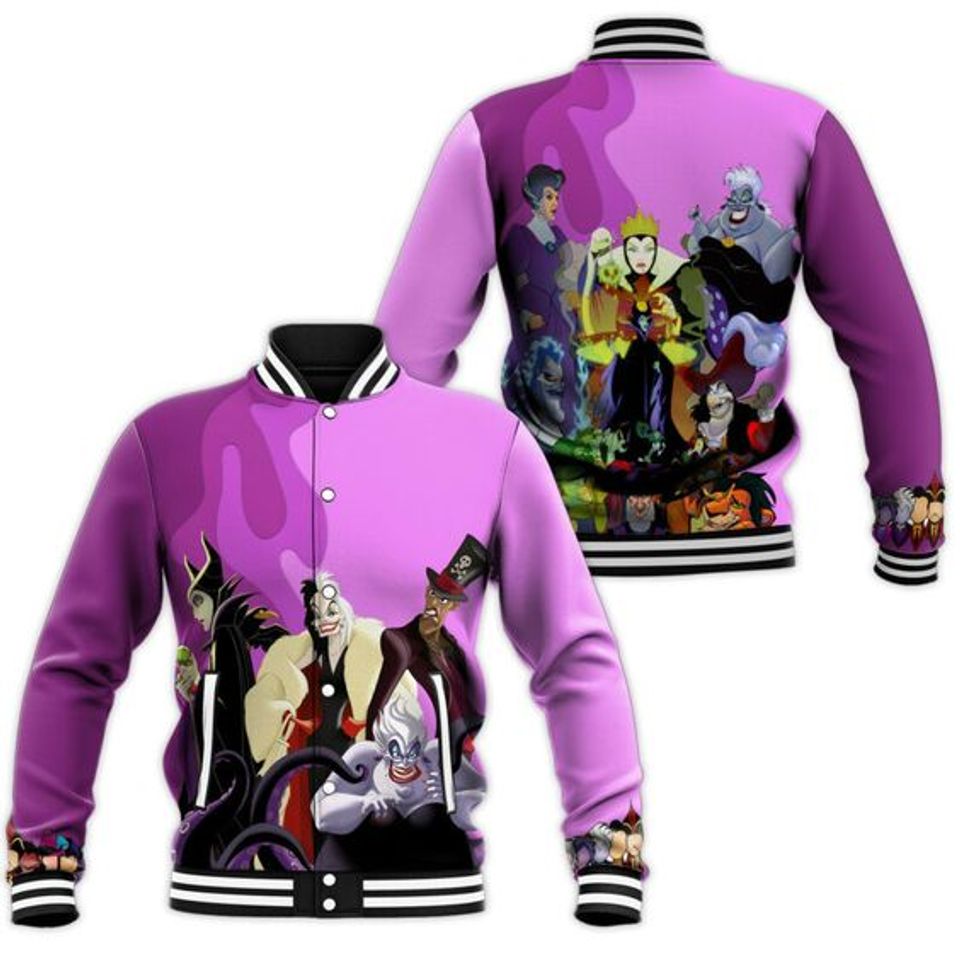 Unisex Purple Villains Bomber Jacket – Iconic Cartoon Characters Design, Perfect For Fans!