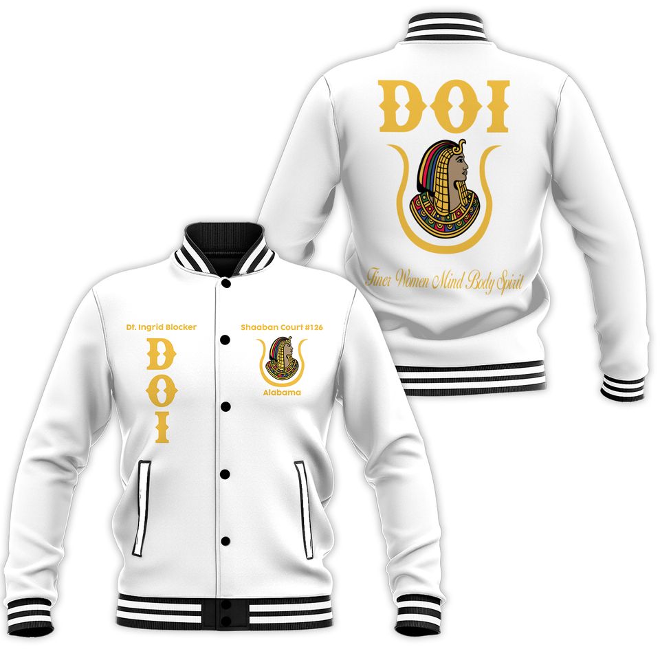 White Doi Varsity Jacket - Stylish Unisex Design, Perfect For Casual Wear &amp; Gifts