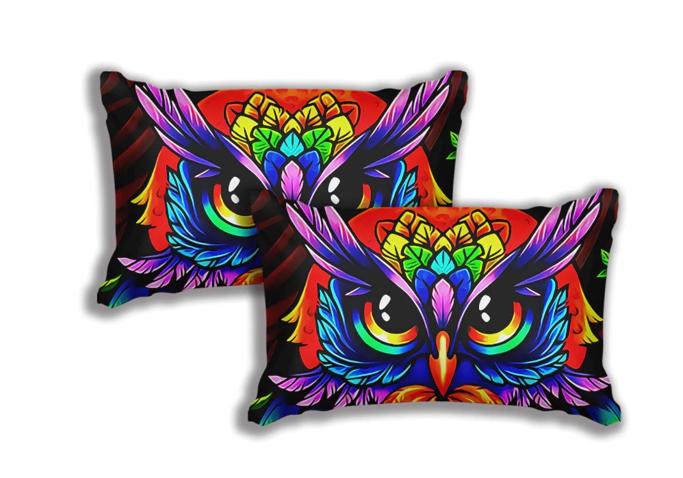 Colorful Owl Art Bedding Set Duvet Cover And 2 Pillowcases