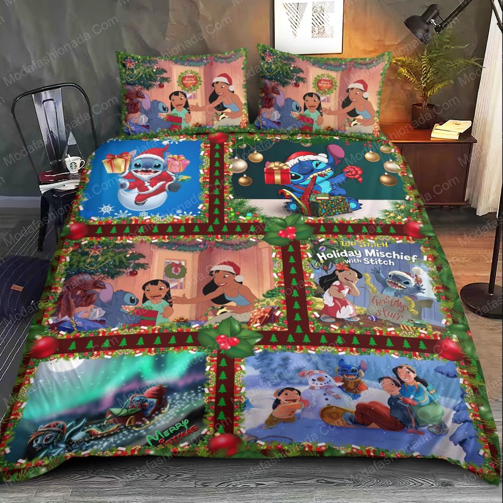 Festive Lilo &amp; Stitch Christmas Quilt – Cozy Holiday Bedding For Kids &amp; Fans