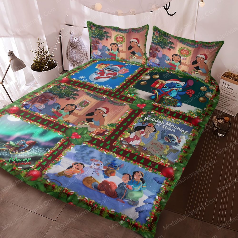 Festive Lilo &amp; Stitch Christmas Quilt – Cozy Holiday Bedding For Kids &amp; Fans