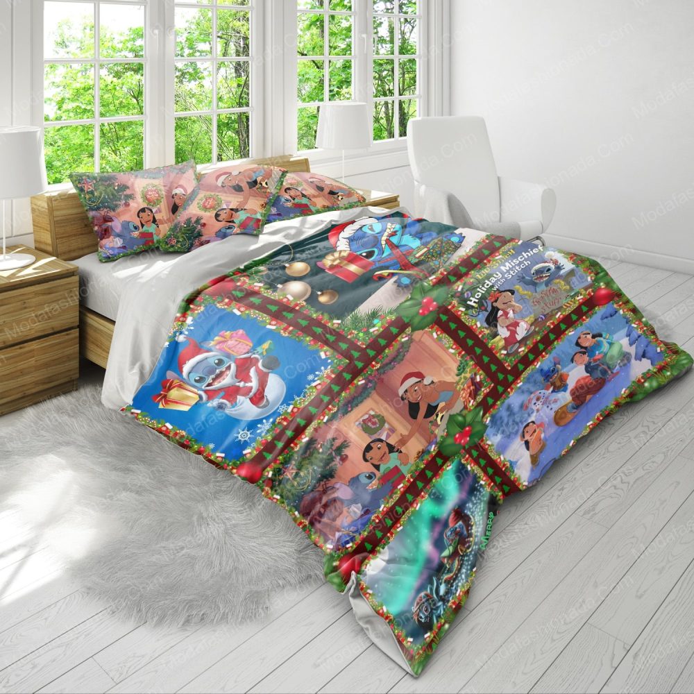 Festive Lilo &amp; Stitch Christmas Quilt – Cozy Holiday Bedding For Kids &amp; Fans