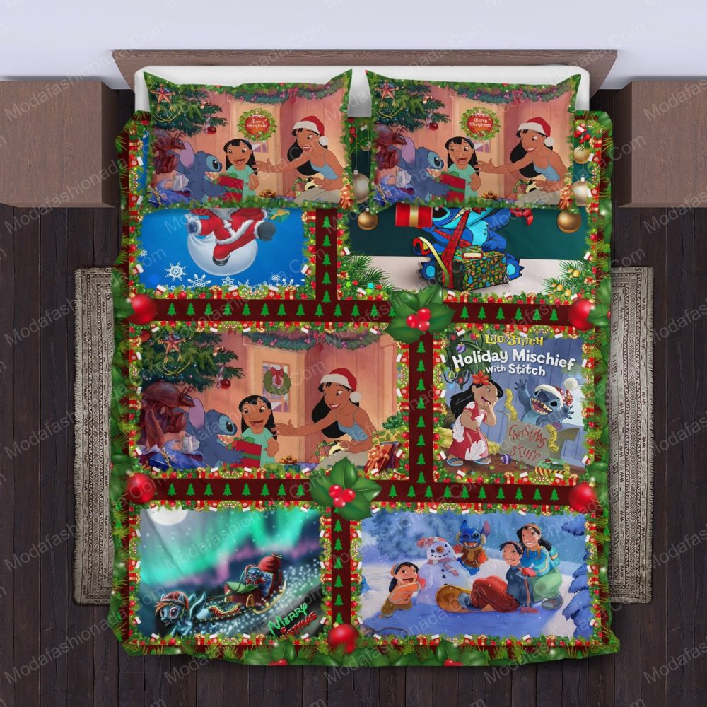 Festive Lilo &amp; Stitch Christmas Quilt – Cozy Holiday Bedding For Kids &amp; Fans