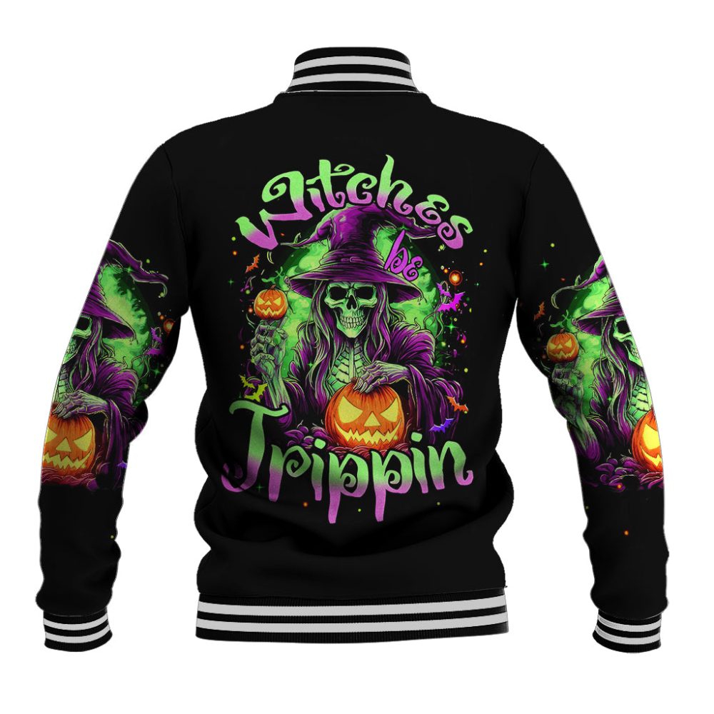 Pumpkin Witch Skull Baseball Jacket Witches Be Trippin Dt01