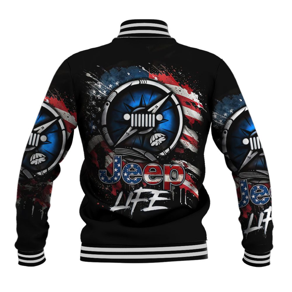 Compass Jeep Baseball Jacket Jeep Life American Flag Dt01