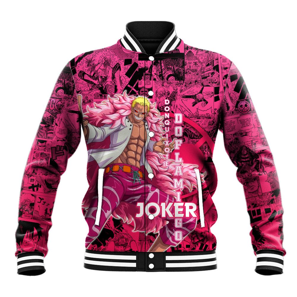 Donquixote Doflamingo Joker Baseball Jacket Pink Style Dt02