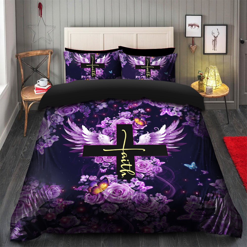 Faith Cross Bedding Set Duvet Cover And 2 Pillowcases