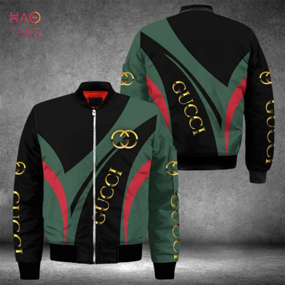 Best Gucci Luxury Brand Green Mix Black Bomber Jacket Limited Edition